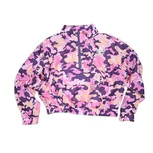 Reebok Kids Camo Pullover Rain Jacket Purple Pink Kangaroo Pocket Size 4/5
